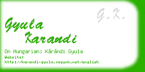 gyula karandi business card